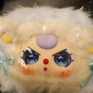 Baby Three Special Eyes Plush Animal Toy with Blue and Cream Accents